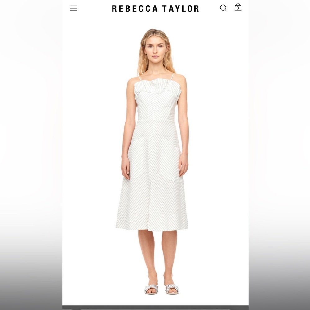 Rebecca Taylor MULTI COLOR STRIPE RUFFLE DRESS NWOT